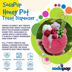 SodaPup Honey Pot, material caucho natural seguro para masticación prolongada.