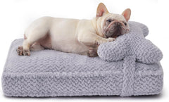 Soft Touch cama para perros de pelo falso gris, vista frontal, superficie suave para dormir
