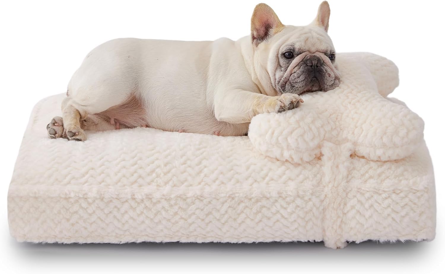 Soft Touch cama para perro con pelo falso lujo crema, confort para siestas.