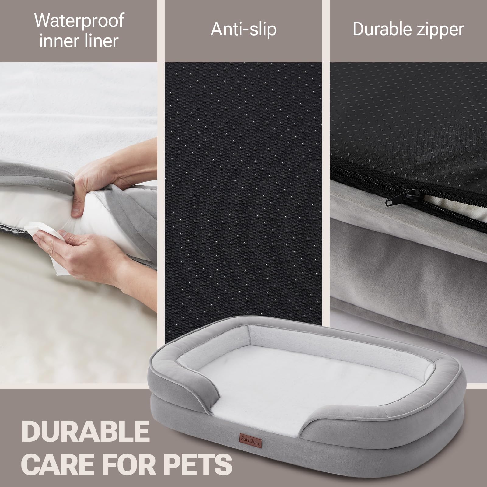 Soft Touch forro impermeable gris, protege la espuma ante derrames y manchas.