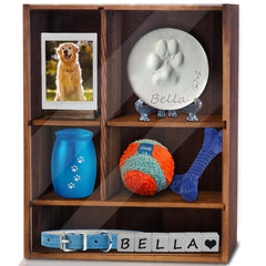 Sofunii caja memorial mascotas vista frontal, marco 11x14 y diseño elegante