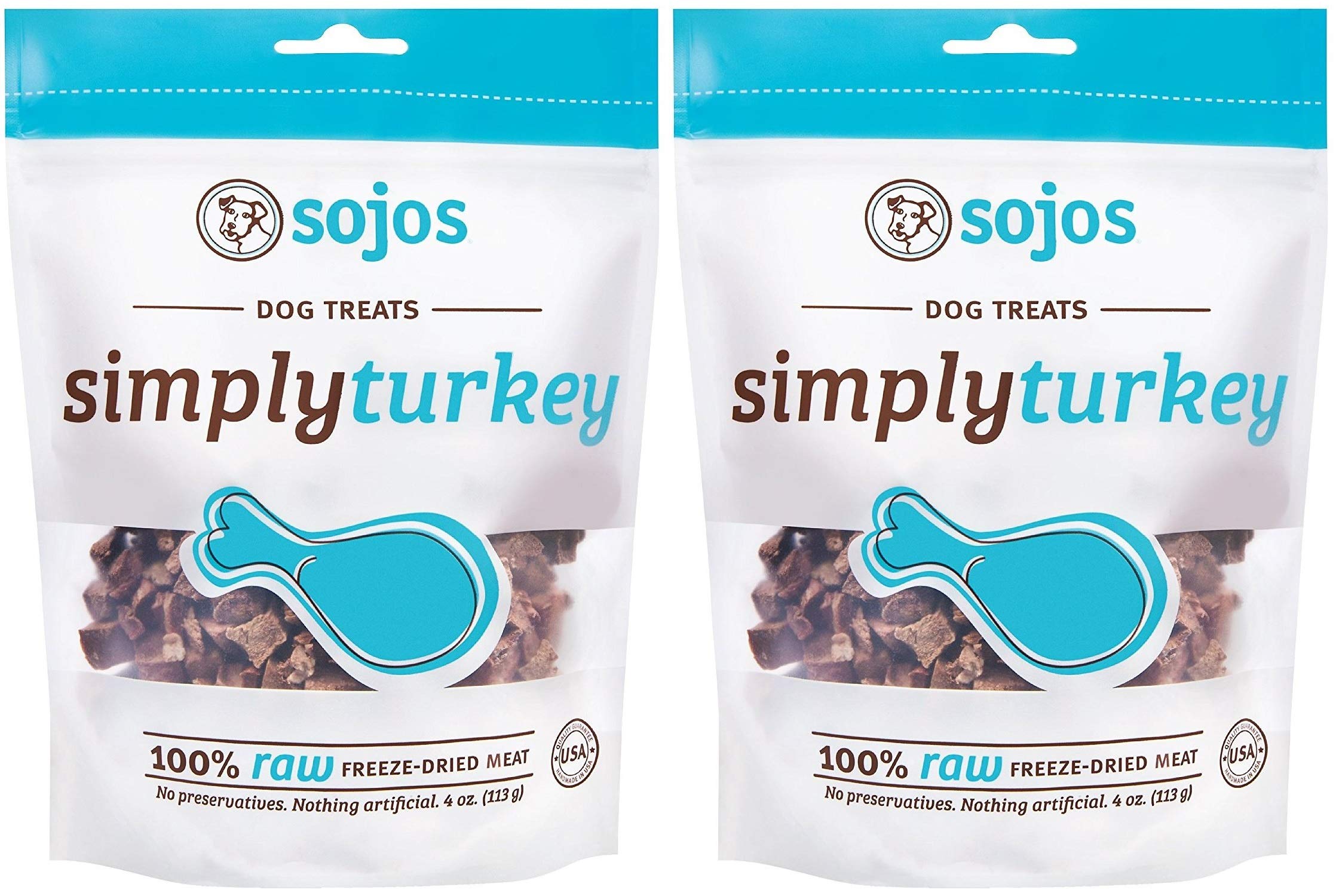SOJOS croquetas de pavo para perros en empaque, ideal para entrenamiento.