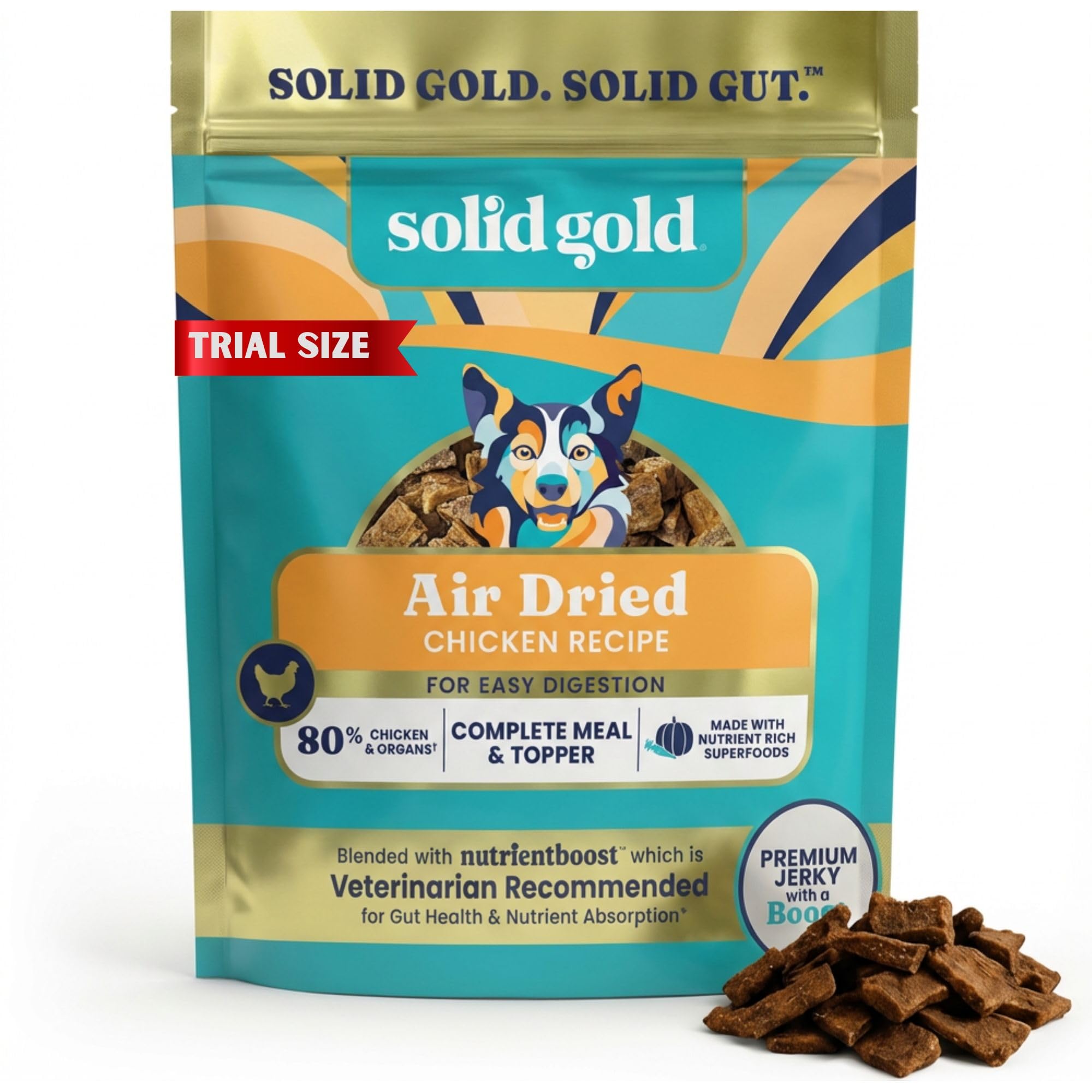 Solid Gold acompañante para alimento seco con pollo real, ideal para realzar sabor.