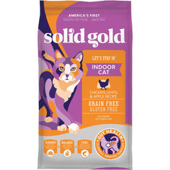 Solid Gold alimento sin granos para gatos interiores, apoyo a una nutrición equilibrada.