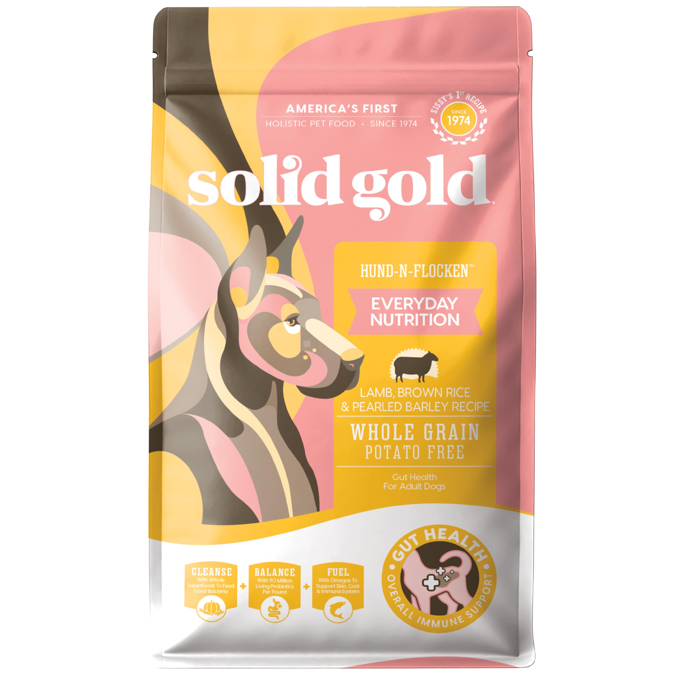 Solid Gold alimento seco para perros con cordero, primer ingrediente para músculos.