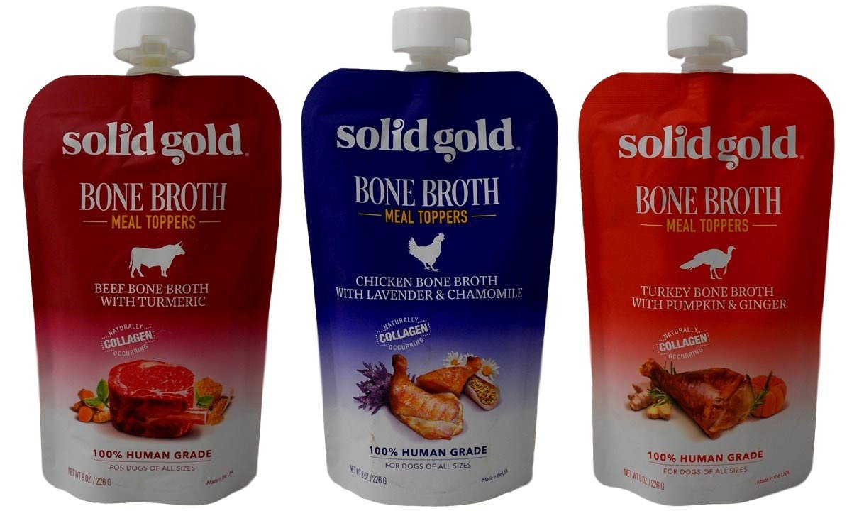 Solid Gold Caldo de Hueso de Res en envase 8 oz, fácil de servir para perros.