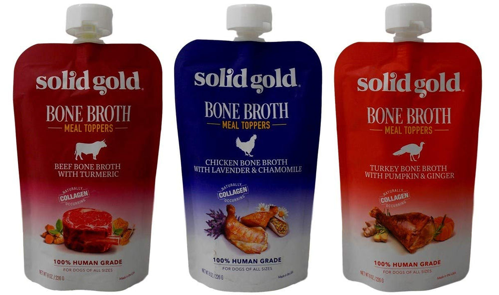 Solid Gold Caldo de Hueso de Res en envase 8 oz, fácil de servir para perros.