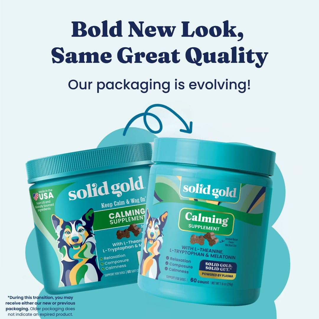 Solid Gold Calming Chews sabor tocino para una experiencia agradable