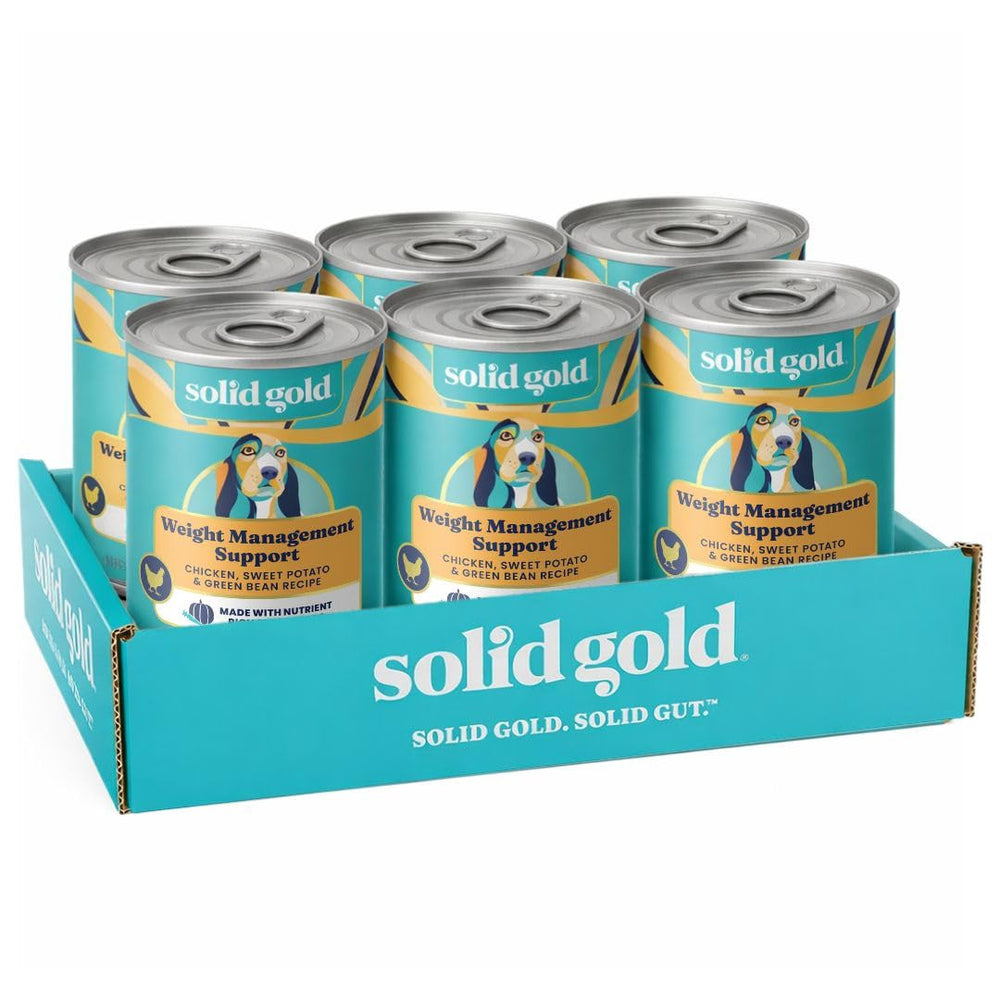 Solid Gold control de peso con pollo en lata para perros.