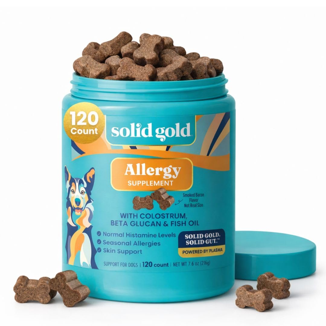 Solid Gold envase con masticables para alergias y aroma a tocino