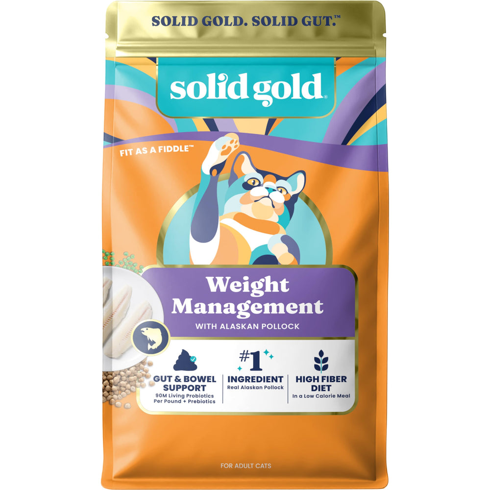 Solid Gold Fit as a Fiddle, croquetas para gatos adultos, foco interior/exterior, favorece saciedad.