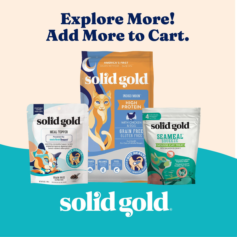 Solid Gold Five Oceans, topper perfecto para croquetas de gatos.