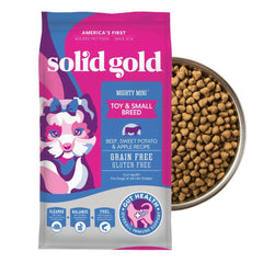 Solid Gold Mighty Mini, bocado pequeño ideal para perros pequeños activos.