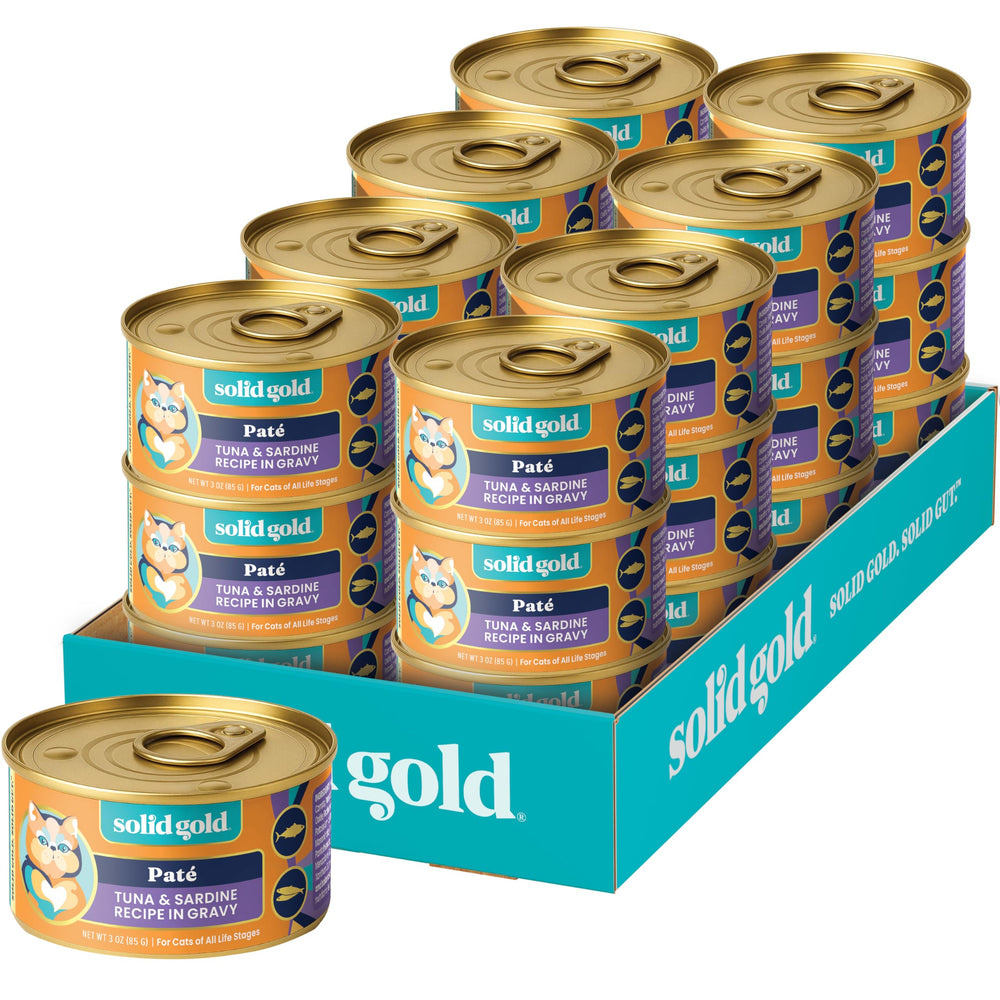 Solid Gold pate para gatos, atún y sardina visibles, sabor apetecible para comer
