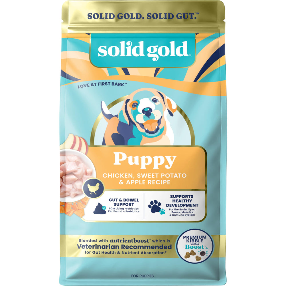 Solid Gold pollo sin jaula cachorros, proteína principal para crecimiento.