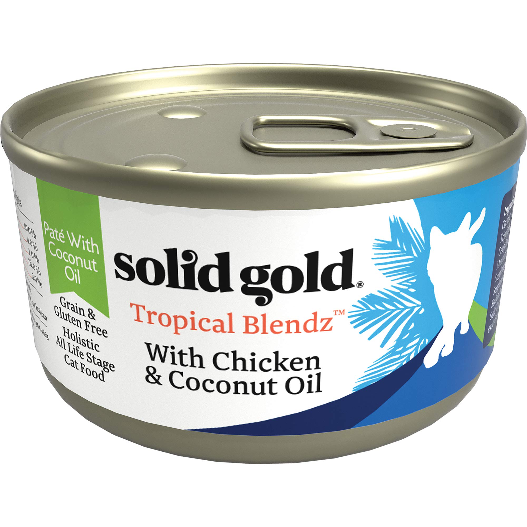 Solid Gold Paté Húmedo en lata abierta, servicio práctico y rápido
