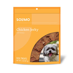 Solimo jerky de pollo para perros en bolsa, snack sabroso para premiar