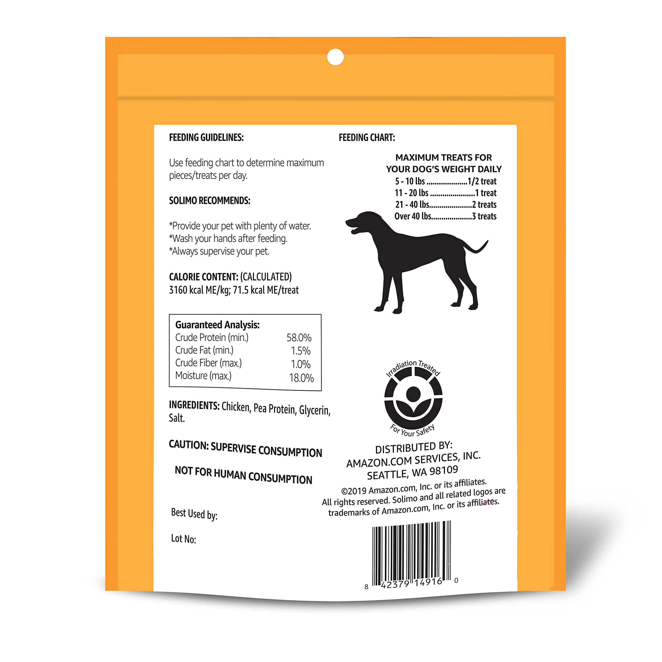 Solimo jerky de pollo para perros, trozos tiernos para entrenamiento