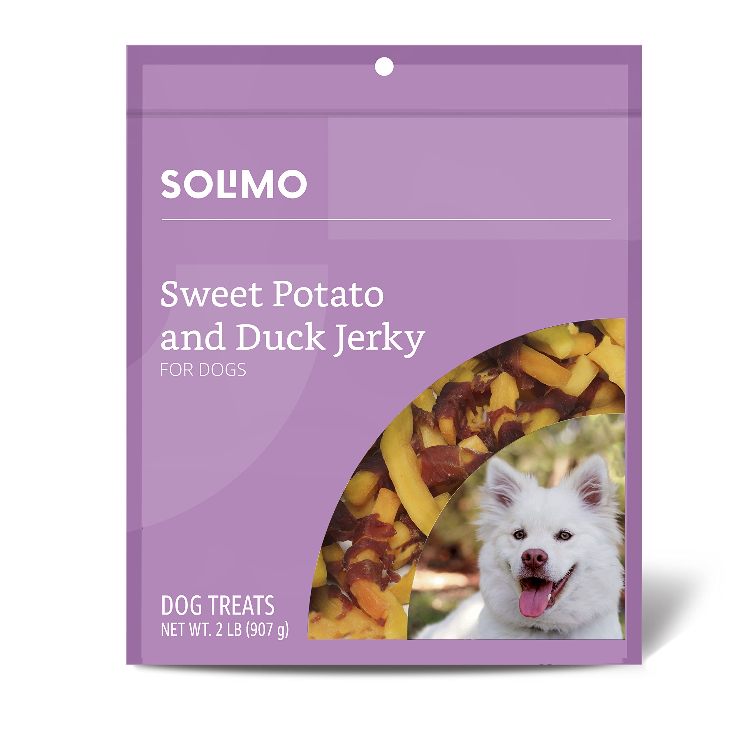 Solimo jerky de patata dulce y pato, empaque de 2 lb para premiar al perro