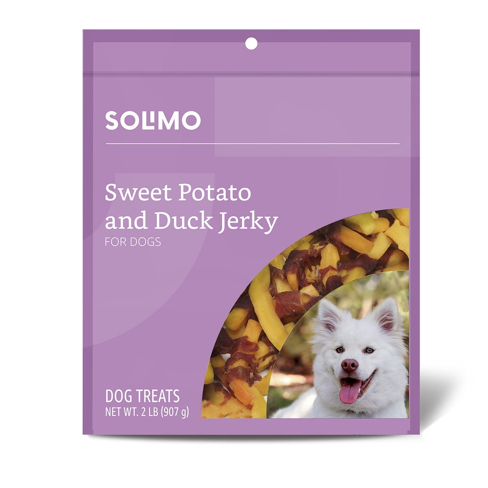 Solimo jerky de patata dulce y pato, empaque de 2 lb para premiar al perro