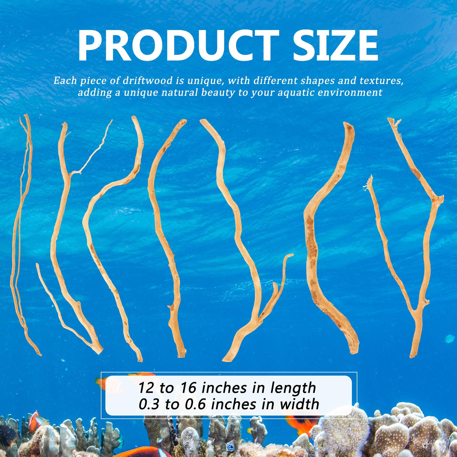 Solsew madera flotante ramificada de 12-16 pulgadas, refugio para peces