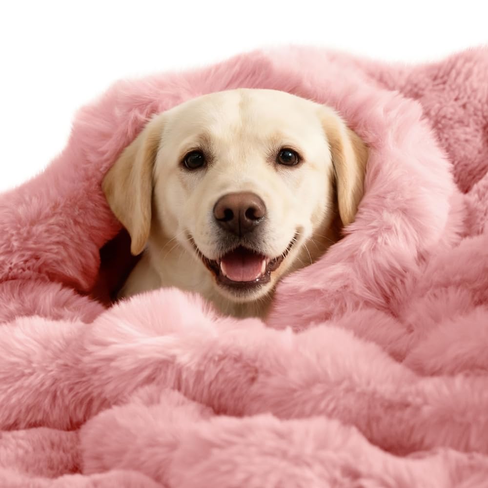 Manta SOMAHE para perro, doble cara sherpa, rosa, calor suave para noches frías