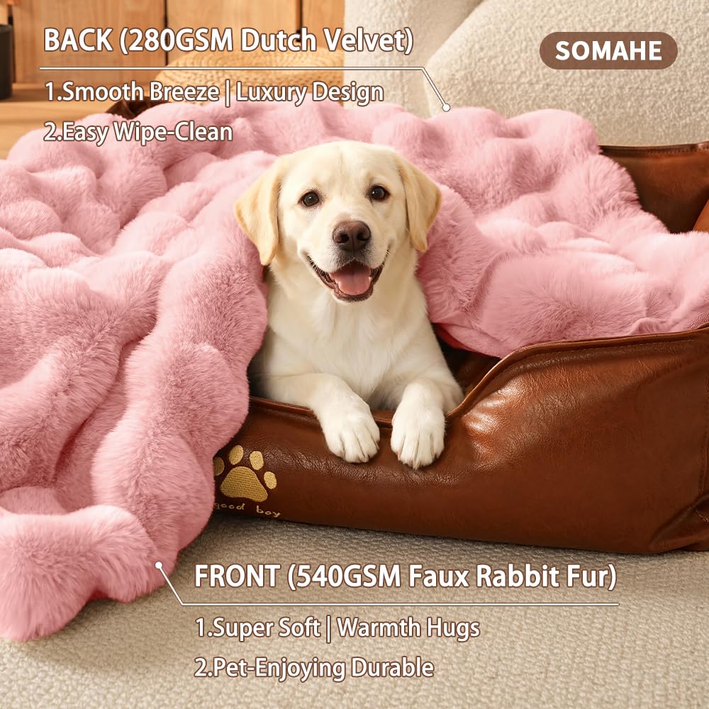Manta SOMAHE lavable a máquina, rosa, fácil de limpiar