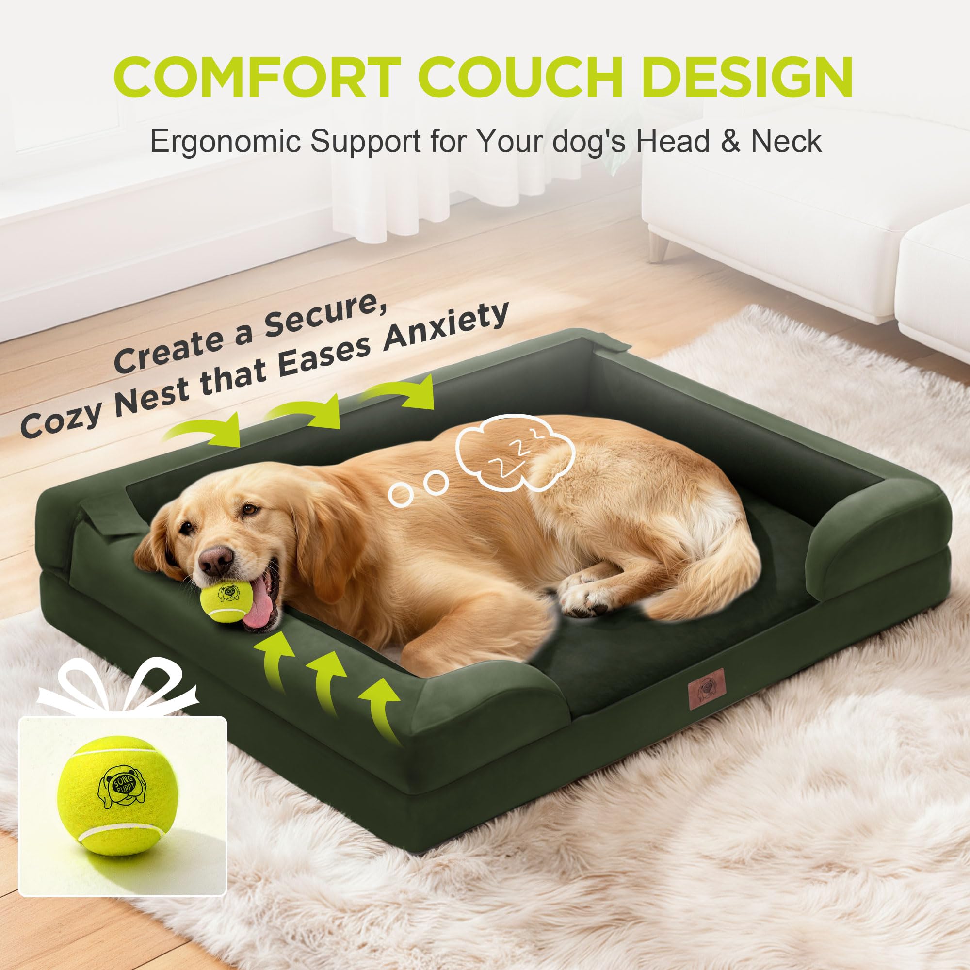 Espuma certificada CertiPUR-US y funda OEKO-TEX para Song Puppy.