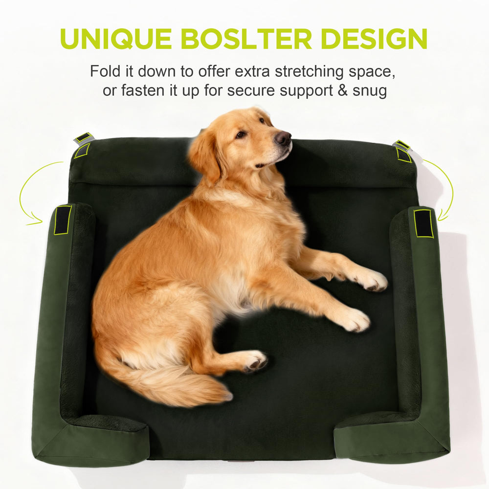 Cama Song Puppy XL tapizada en terciopelo suave para descanso cómodo.