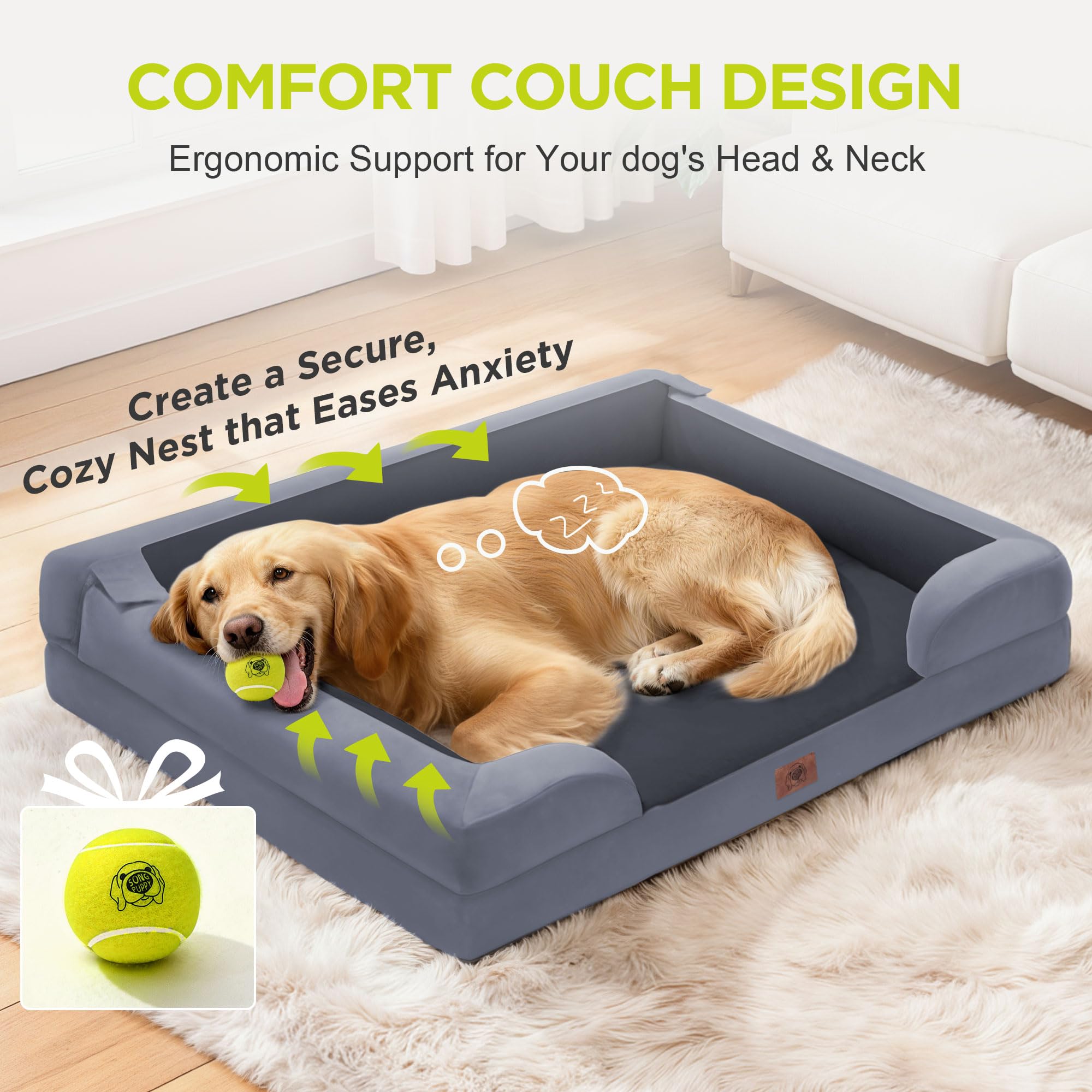 Etiquetas certificadas Song Puppy, materiales seguros para un descanso confiable.