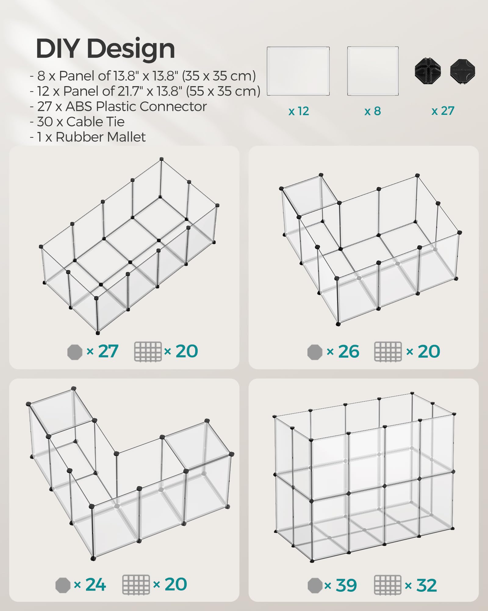 SONGMICS conectores-angulo-multiple-ensamble: configuración flexible para distintos espacios.