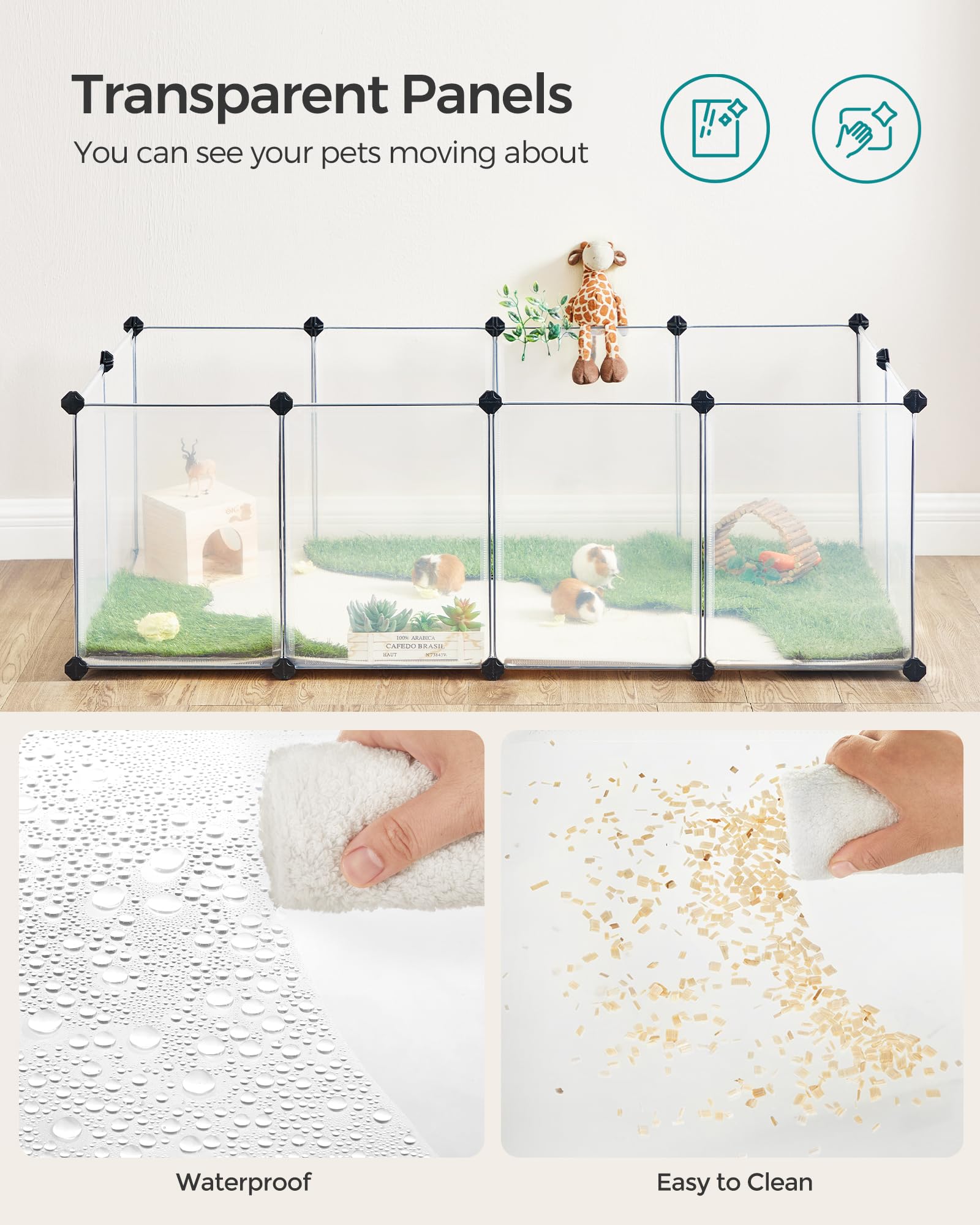 SONGMICS corral para mascotas, seguridad integrada para evitar escapes