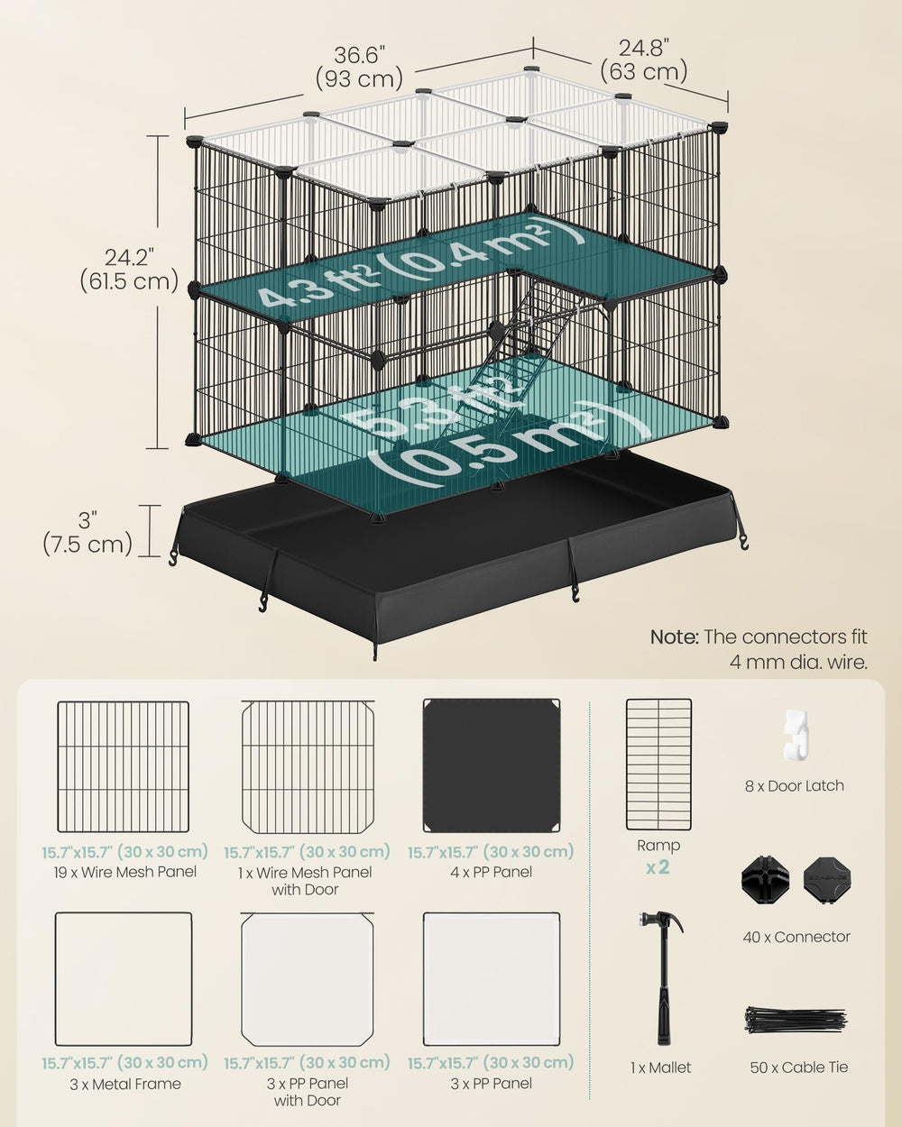 SONGMICS ensamble rápido con conectores para montar con facilidad