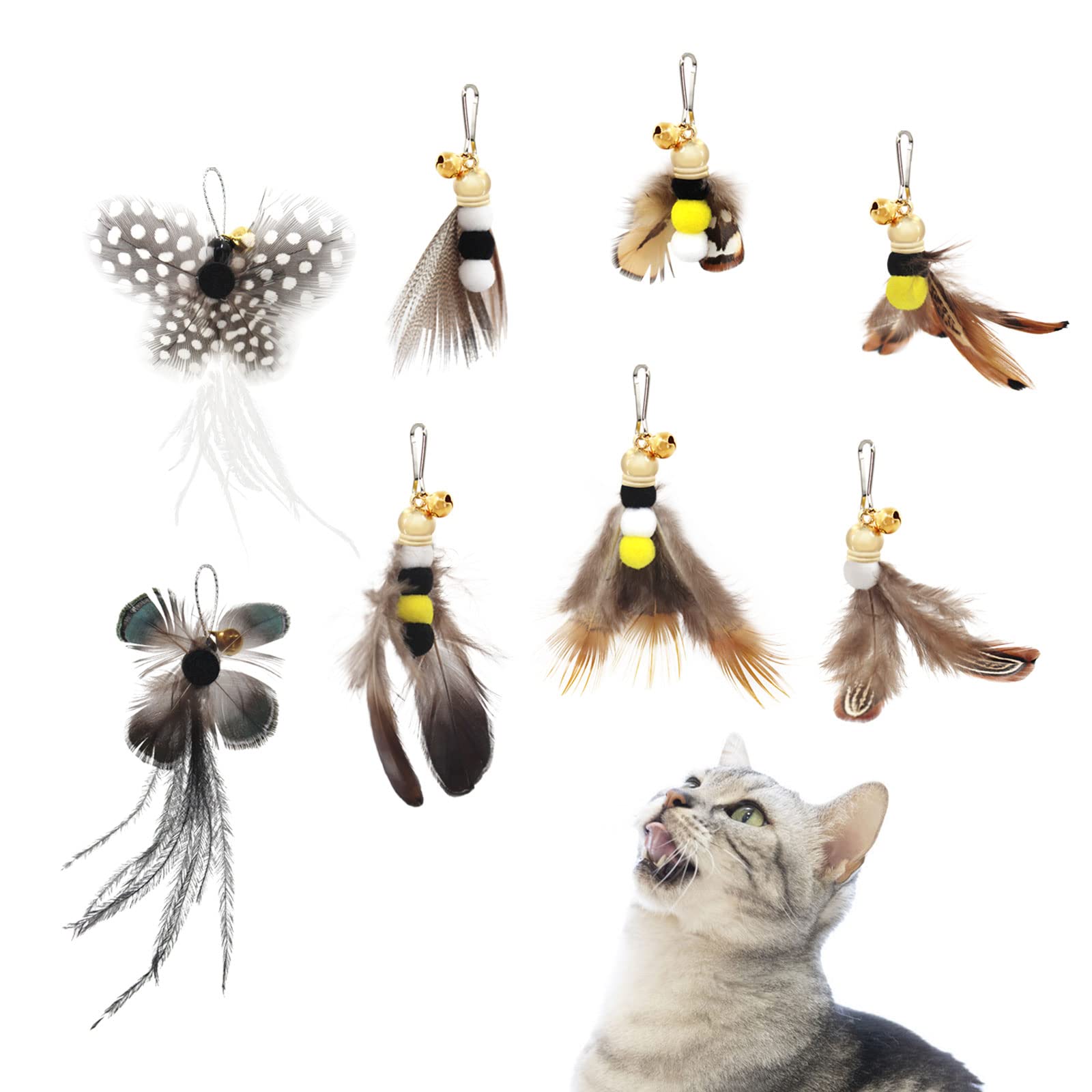SONGWAY varita de juguete para gatos con insectos y plumas para ejercicio.