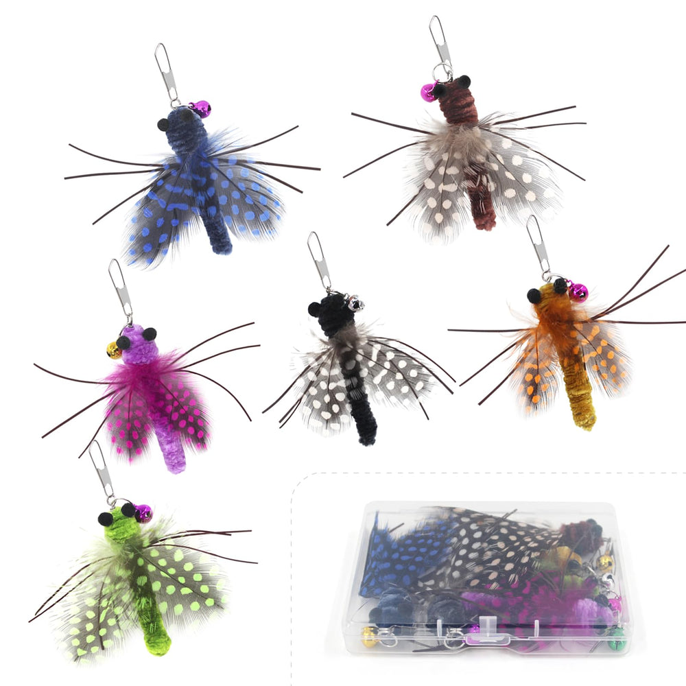 SONGWAY juguete insecto con plumas rojas, ideal para juego interactivo y caza.