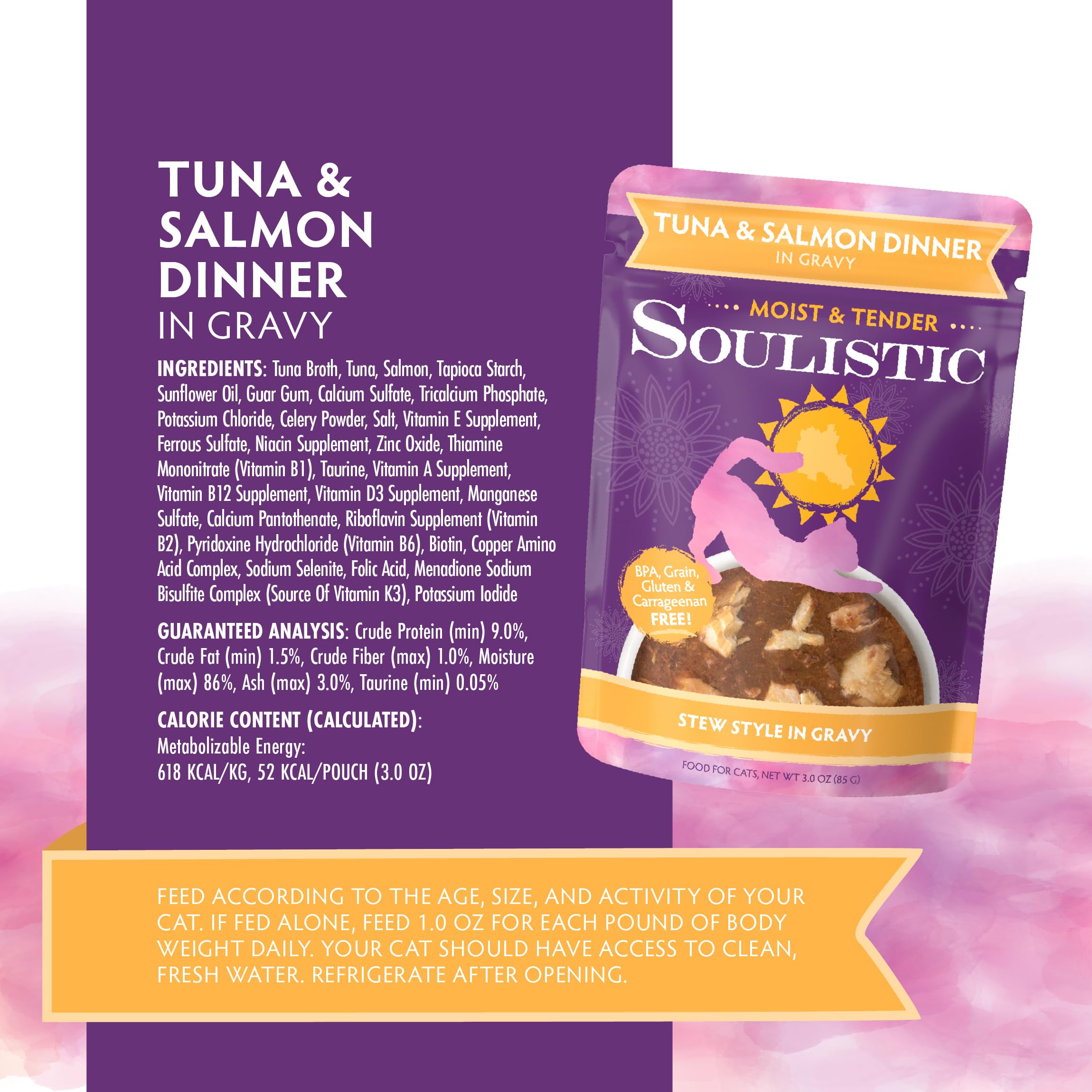 Soulistic Ingredientes Salmón y Atún: proteína de alta calidad en cada porción.