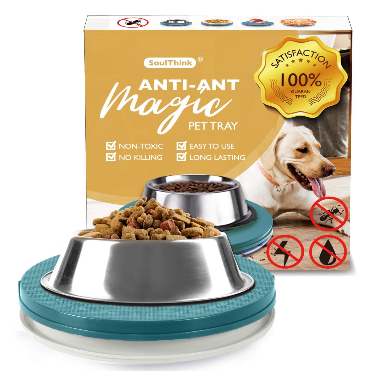 SoulThink bandeja antihormigas para mascotas protege la comida en casa