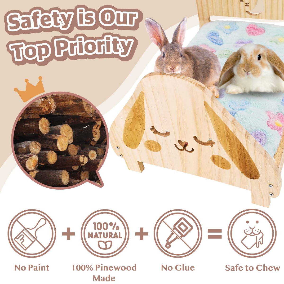 Diseño seguro sin bordes afilados para conejo.