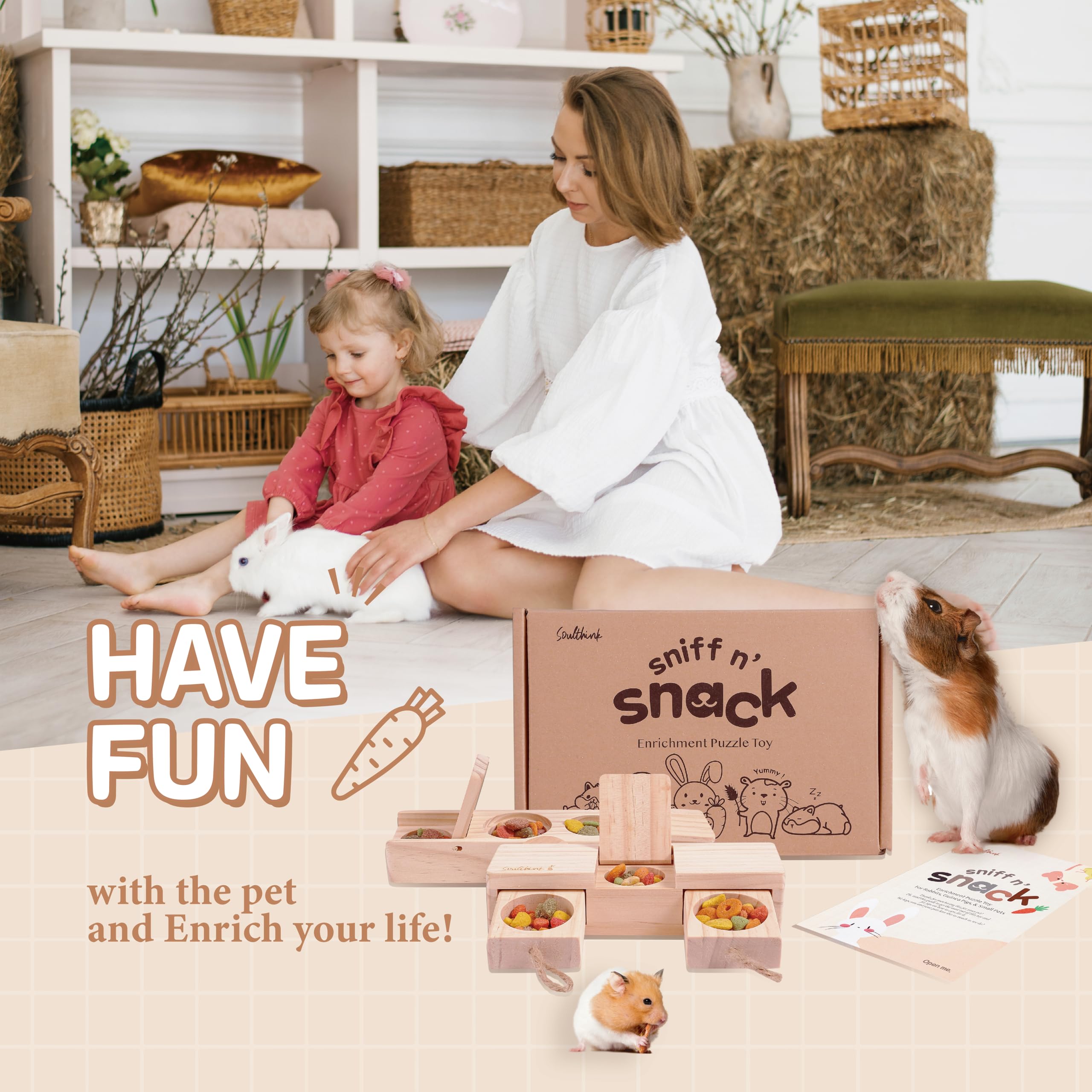 SoulThink: Set de dos juguetes para conejos, ideal para mantenerlos entretenidos.