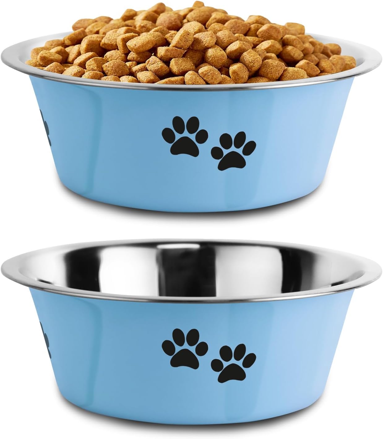 SOUXU tazón para perro azul de acero inoxidable, ideal para comidas limpias.
