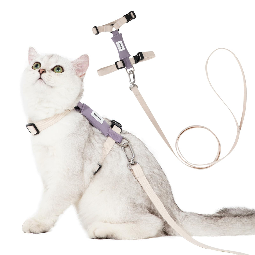Arnés Sovarin para gato blanco, ligero y cómodo para caminar.