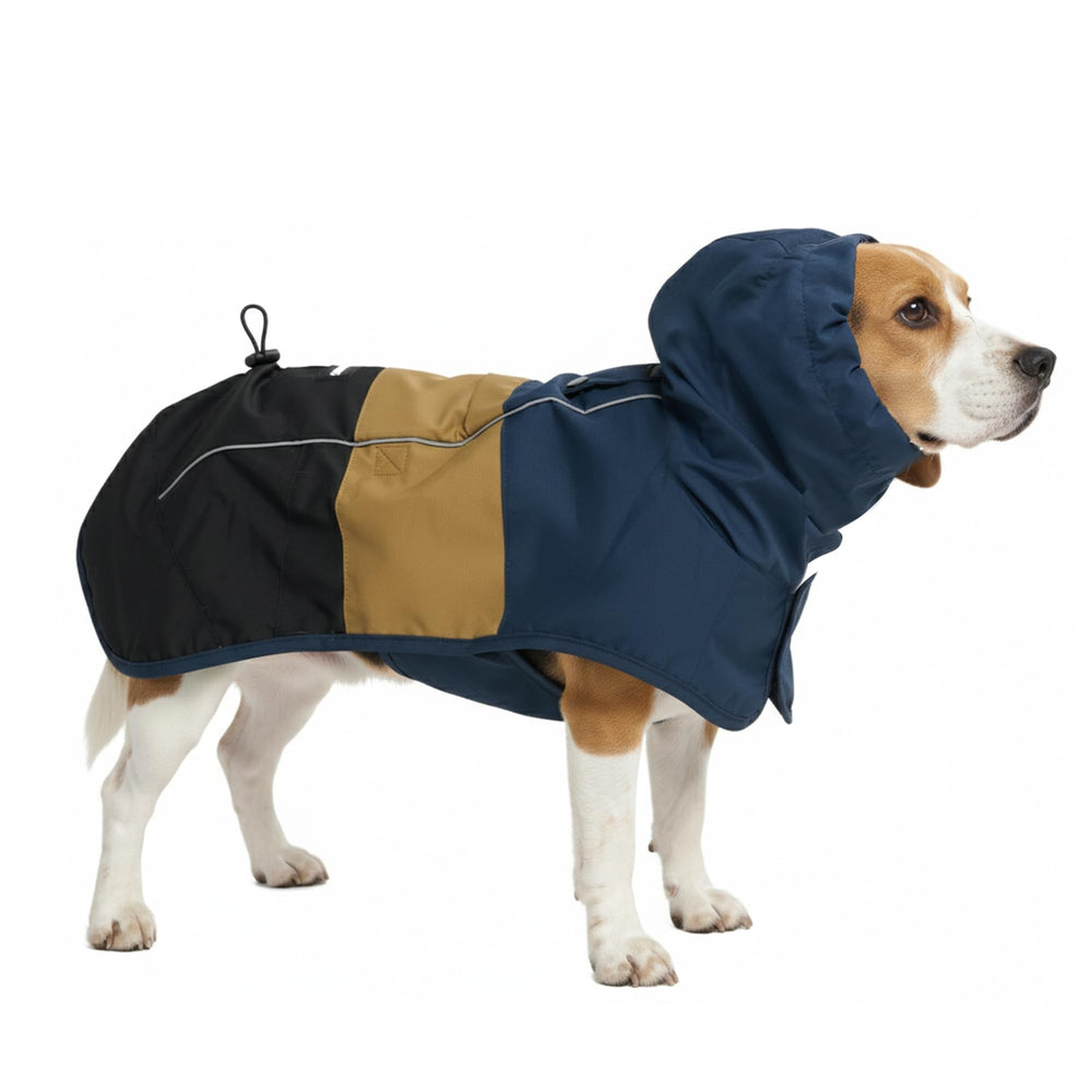 Spark Paws abrigo lluvia frente muestra cobertura total para perros