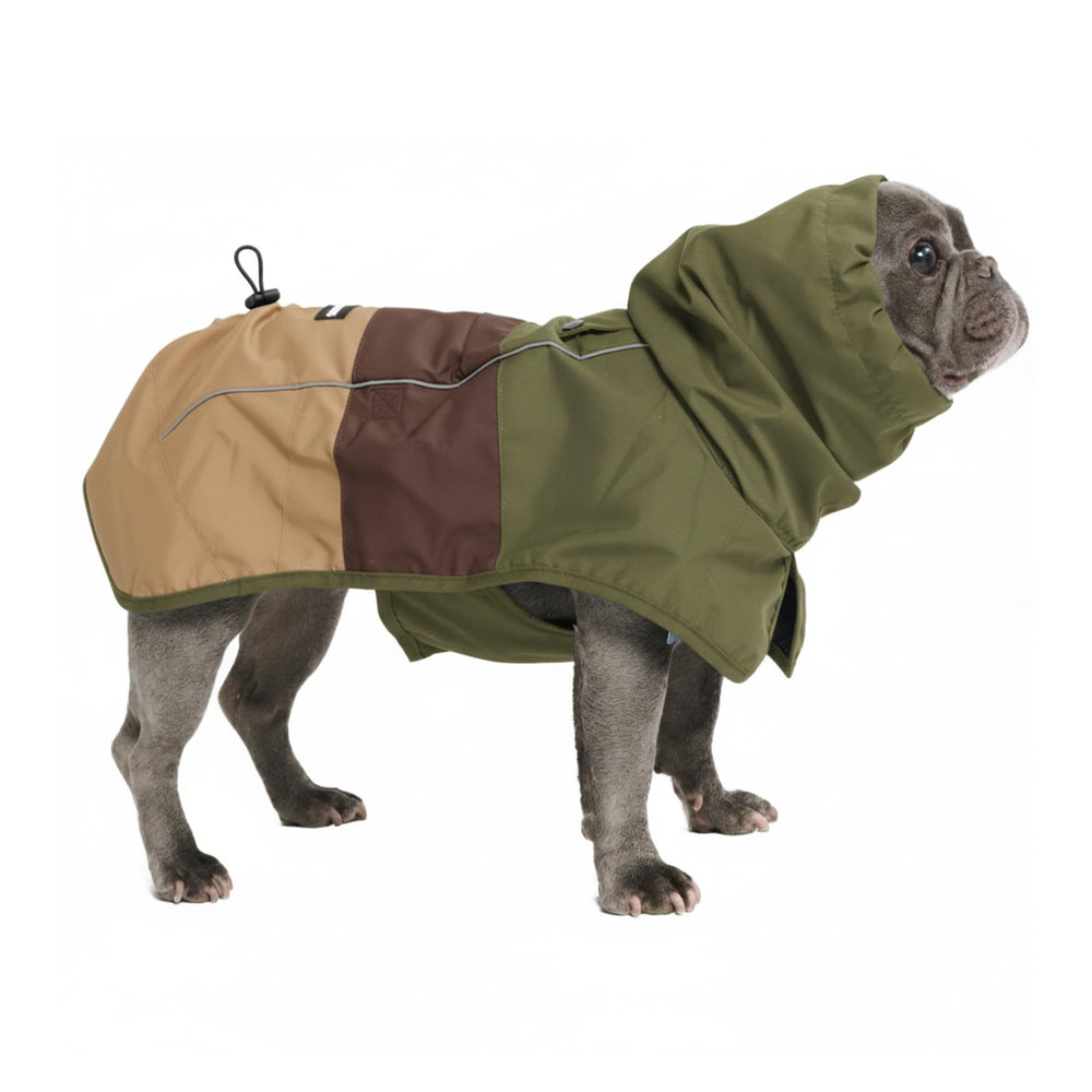 Spark Paws chaqueta para perros con cobertura total seca al salir bajo lluvia.