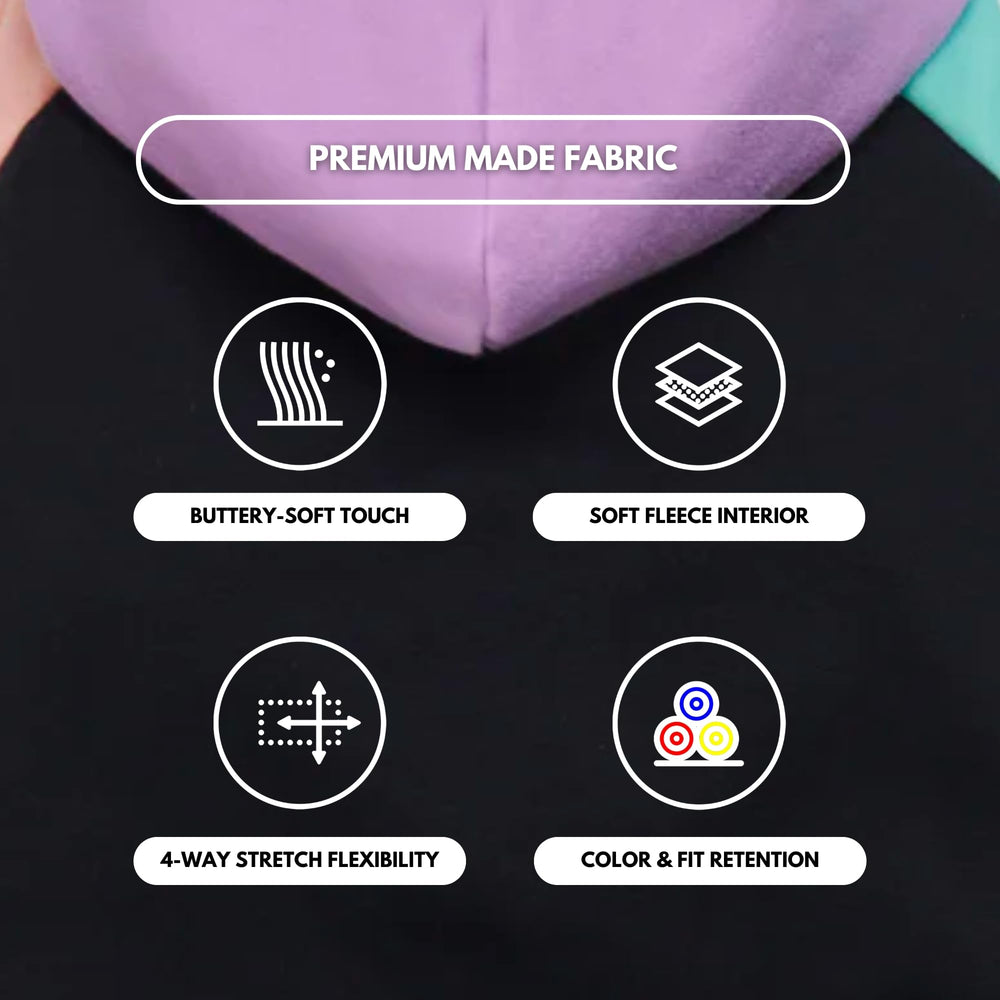Spark Paws Sudadera Humana Bloque de Color Ciber, bolsillos ocultos para llaves y teléfono.