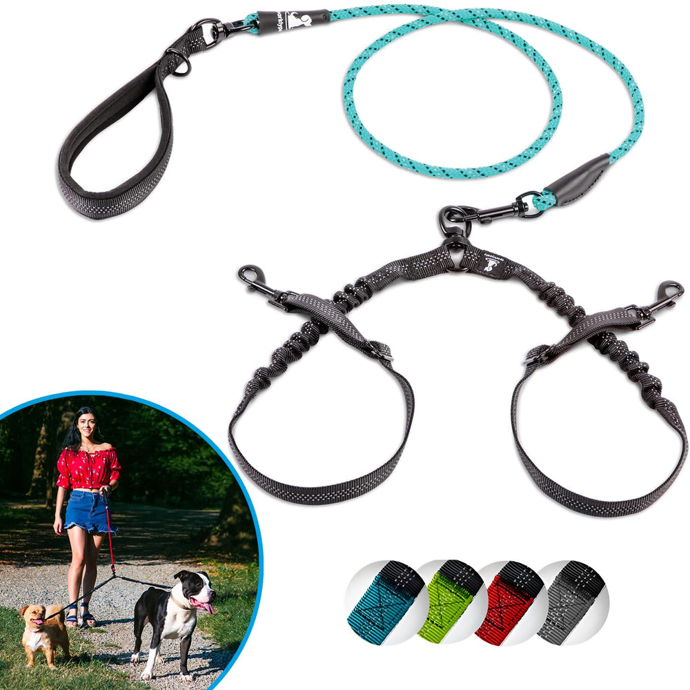 SparklyPets correa doble para dos perros pequeños, evita enredos mientras paseas.