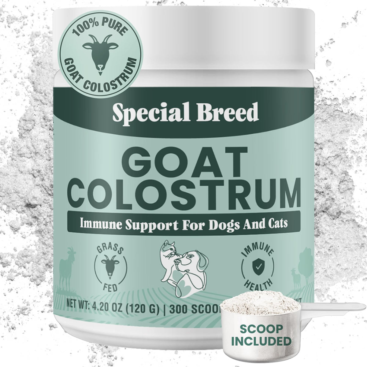 Special Breed colostro de cabra en bote para perros y gatos, posible apoyo inmunológico