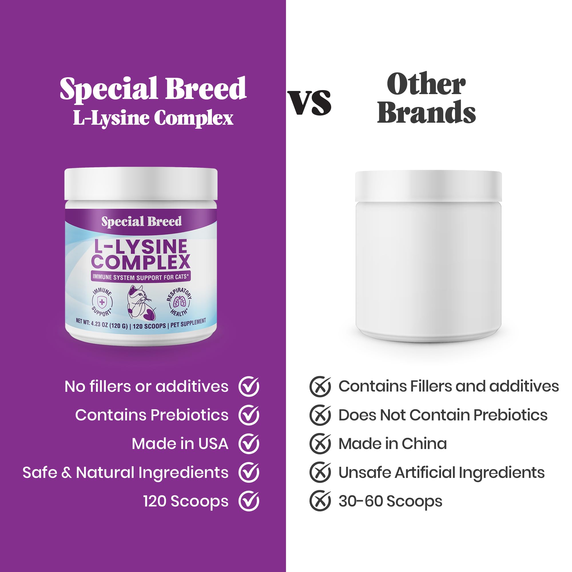 Special Breed Lisina para gatos: dosis diaria fácil de mezclar con comida.