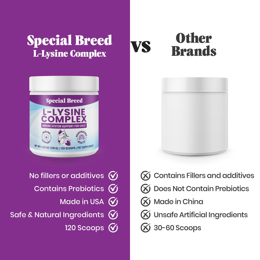 Special Breed Lisina para gatos: dosis diaria fácil de mezclar con comida.