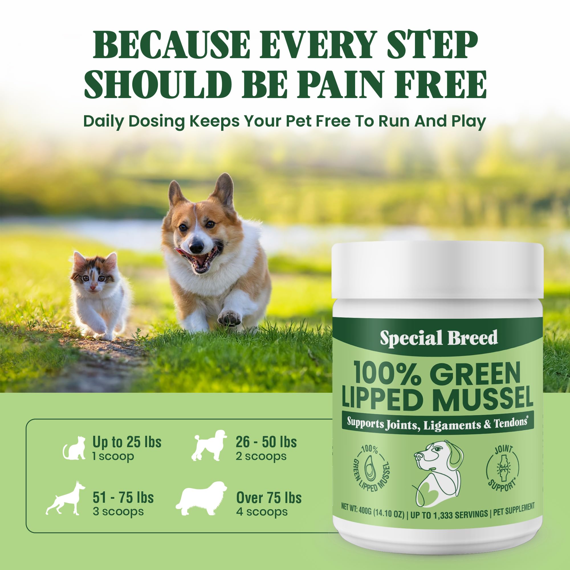 Special Breed polvo para mezclar en comida, uso diario cómodo.