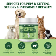 Special Breed mezcla diaria para comida con mejillon verde, facilita la suplementación.